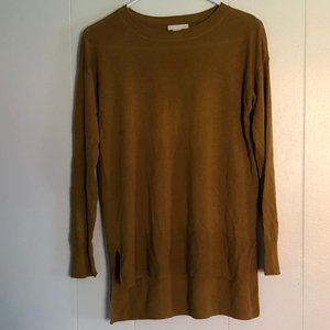 gold, yellow, top, high low, light, long sleeve